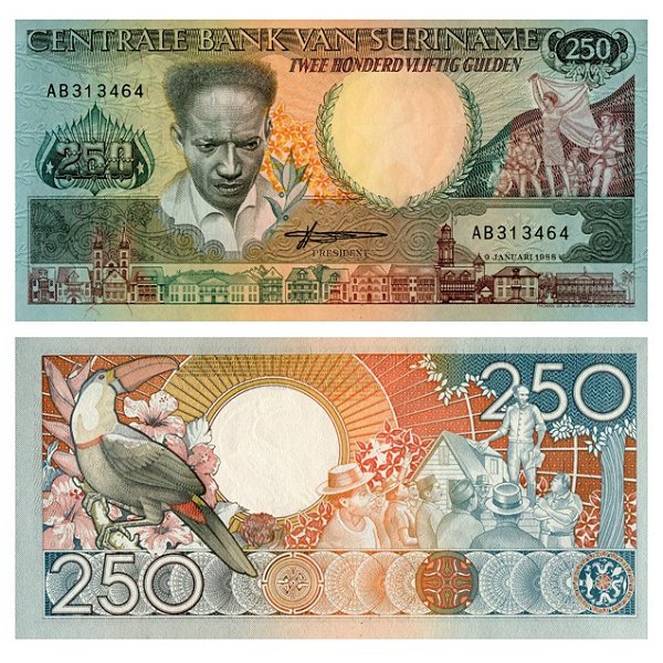 Suriname - Cédula de 250 Gulden 1988 - P-134a - Flor de Estampa