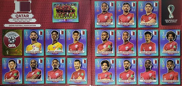 Seleção do Qatar Completa - QAT1 a QAT20 - 20 Figurinhas - Grupo A - Copa do Qatar 2022 - Original Panini