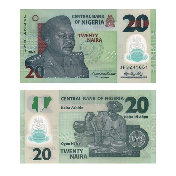 Nigéria - Cédula de 20 Naira 2024 - P-34s - Polímero - Flor de Estampa
