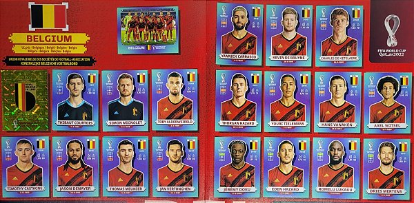 Seleção da Belgica Completa - BEL1 a BEL20 - 20 Figurinhas - Grupo F - Copa do Qatar 2022 - Original Panini