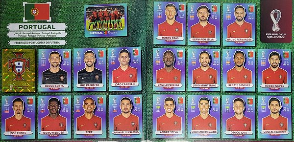 Seleção de Portugal Completa - POR1 a POR20 - 20 Figurinhas - Grupo H - Copa do Qatar 2022 - Original Panini