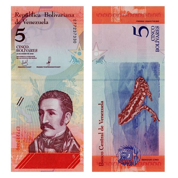 Venezuela - Cédula de 5 Bolivares Soberanos 2018 - P-102a - Jose Felix Ribas - FE