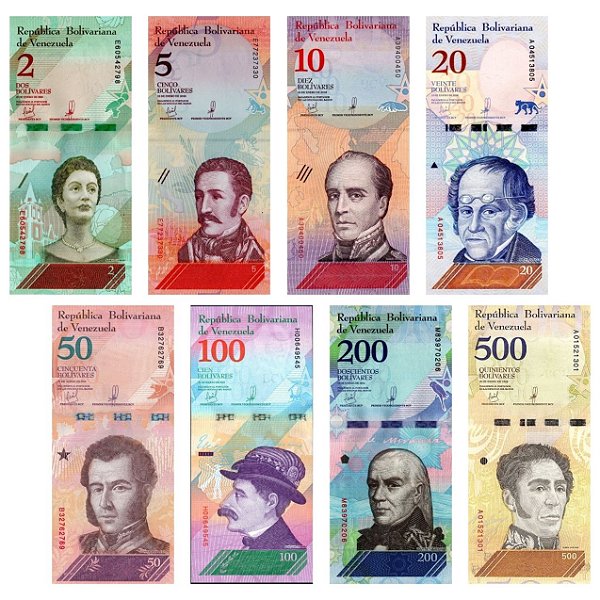 Venezuela - Set com 8 Cédulas - 2 a 500 Bolivares Soberanos 2018 - P-101 a P-108 - Flor de Estampa