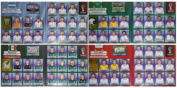 Kit com as 4 Seleções do Grupo C - Argentina - Arabia Saudita - México e Polonia - Todas as 80 Figurinhas - Grupo A - Copa do Qatar 2022 - Original Panini