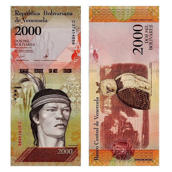Venezuela - Cédula de 2000 Bolivares Forte 2016 - P-96b - Guaicaipuro - FE