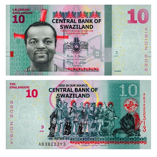 Suazilandia - Cédula de 10 Emalageni 2015 - P-41a - Comemorativa - Vision 2022 - Hibrida - FE