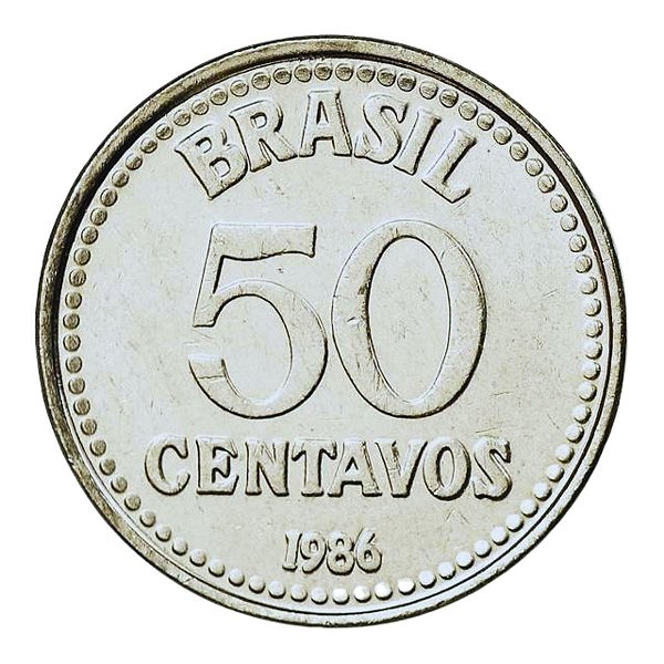 Moeda de 50 Centavos 1986 - V-392 - Aço Inox - Cruzado - Sob/FC
