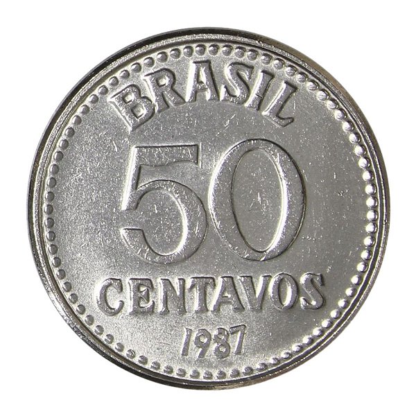 Moeda de 50 Centavos 1987 - V-393 - Aço Inox - Cruzado - Sob/FC