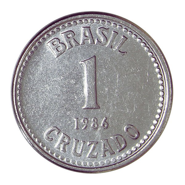 Moeda de 1 Cruzado 1986 - V-395 - Aço Inox - Série Cruzado - Sob/FC