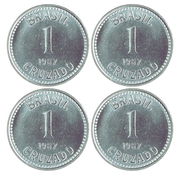 Promoção - 4 Moedas de 1 Cruzado 1987 - V-396 - Aço Inox - Série Cruzado - Sob/FC