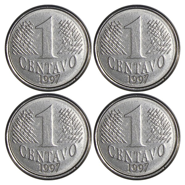 Promoção - 4 Moedas de 1 Centavo 1997 - V-441 - Aço Inox - 1ª Familia do Real - 20.0mm - 3.0g - Circuladas