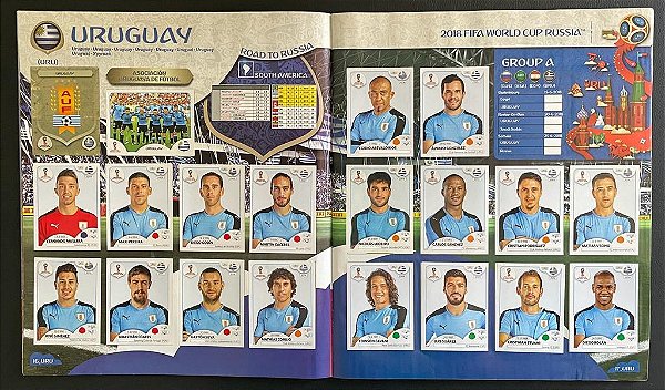 Seleção do Uruguai Completa (URU) - Figurinhas 92 a 111 - Grupo A - Copa da Russia 2018 - Original Panini