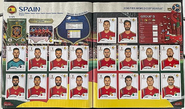 Seleção da Espanha Completa (ESP) - Figurinhas 132 a 151 - Grupo B - Copa da Russia 2018 - Original Panini