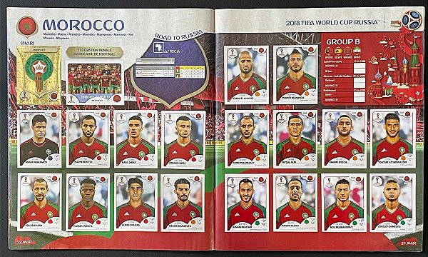 Seleção de Marrocos Completa (MAR) - Figurinhas 152 a 171 - Grupo B - Copa da Russia 2018 - Original Panini