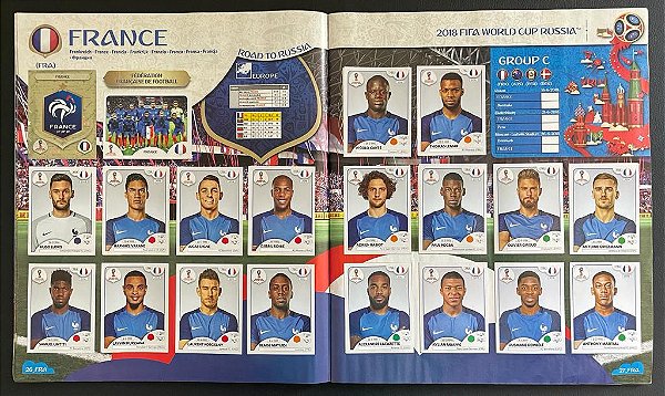 Seleção da França Completa (FRA) - Figurinhas 192 a 211 - Grupo C - Copa da Russia 2018 - Original Panini