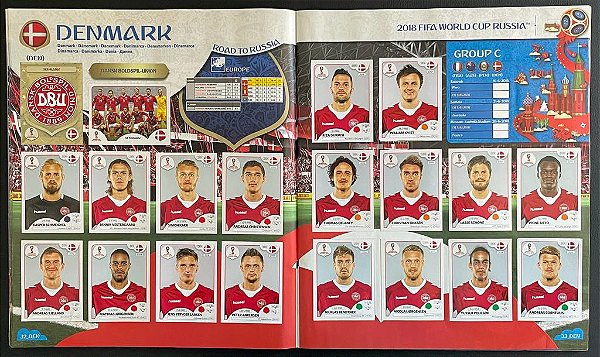 Seleção da Dinamarca Completa (DEN) - Figurinhas 252 a 271 - Grupo C - Copa da Russia 2018 - Original Panini