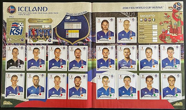 Seleção da Islandia Completa (ISL) - Figurinhas 292 a 311 - Grupo D - Copa da Russia 2018 - Original Panini
