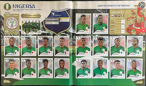 Seleção da Nigéria Completa (NGA) - Figurinhas 332 a 351 - Grupo D - Copa da Russia 2018 - Original Panini
