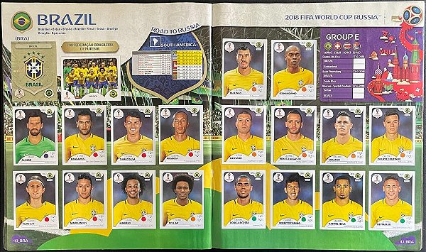 Seleção do Brasil Completa (BRA) - Figurinhas 352 a 371 - Grupo E - Copa da Russia 2018 - Original Panini