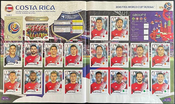 Seleção da Costa Rica Completa (CRC) - Figurinhas 392 a 411 - Grupo E - Copa da Russia 2018 - Original Panini