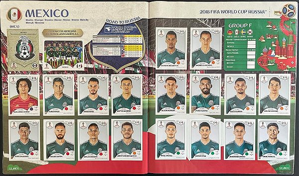 Seleção do México Completa (MEX) - Figurinhas 452 a 471 - Grupo F - Copa da Russia 2018 - Original Panini