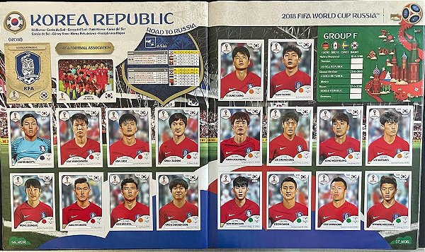 Seleção da Coréia do Sul Completa (KOR) - Figurinhas 492 a 511 - Grupo F - Copa da Russia 2018 - Original Panini