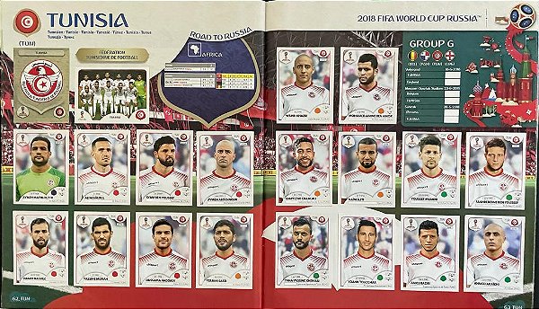 Seleção da Tunisia Completa (TUN) - Figurinhas 552 a 571 - Grupo G - Copa da Russia 2018 - Original Panini