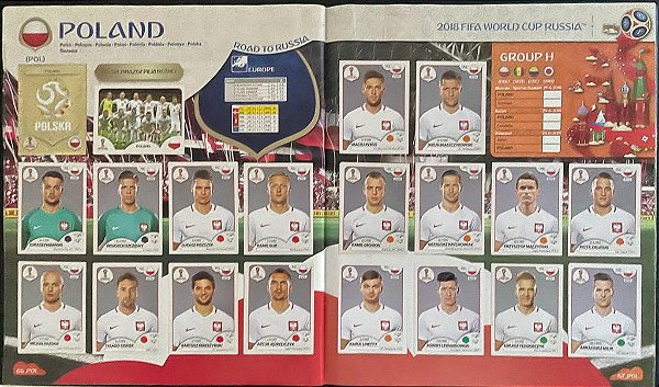Seleção da Polonia Completa (POL) - Figurinhas 592 a 611 - Grupo H - Copa da Russia 2018 - Original Panini
