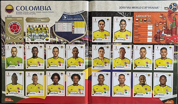 Seleção da Colombia Completa (COL) - Figurinhas 632 a 651 - Grupo H - Copa da Russia 2018 - Original Panini