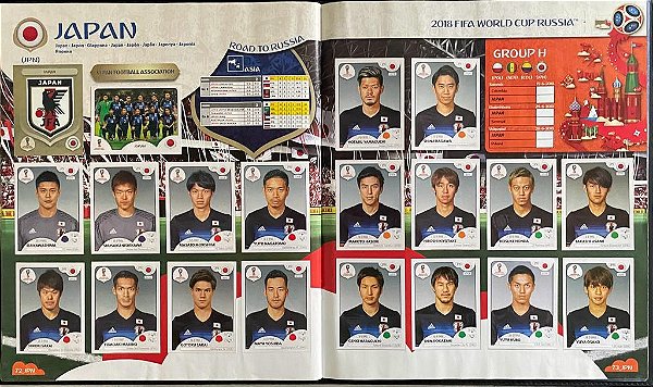 Seleção do Japão Completa (JAP) - Figurinhas 652 a 671 - Grupo H - Copa da Russia 2018 - Original Panini