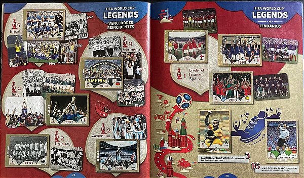 Figurinhas Brilhantes FIFA LEGENDS - 672 A 681 - Copa da Russia 2018 - Original Panini