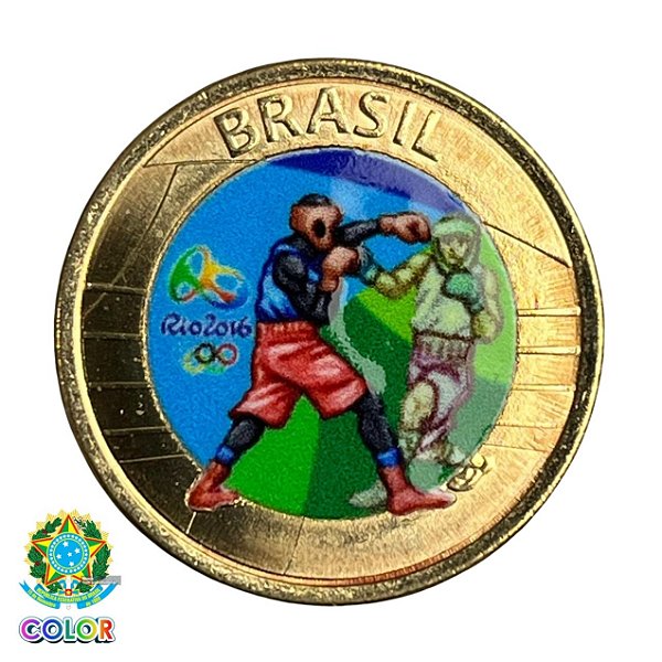 Colorida - Moeda 1 Real 2016 - Boxe - V-619 - Colorizada - Flor de Cunho