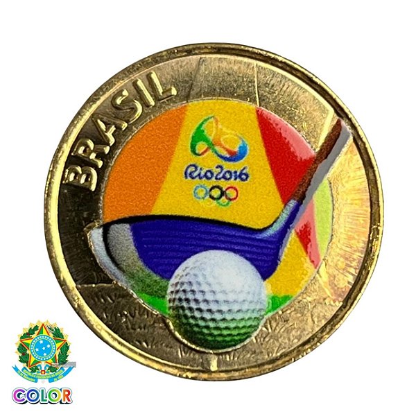Colorida - Moeda 1 Real 2014 - Golfe - V-609 - Colorizada - Flor de Cunho