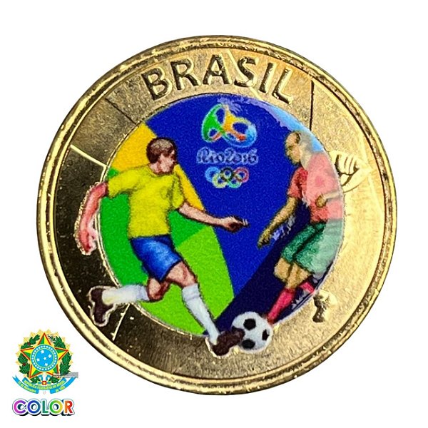 Colorida - Moeda 1 Real 2015 - Futebol - V-615 - Colorizada - Flor de Cunho