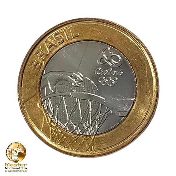 Moeda 1 Real 2015 Basquete - V-611 - Olimpiadas Rio 2016 - Flor de Cunho