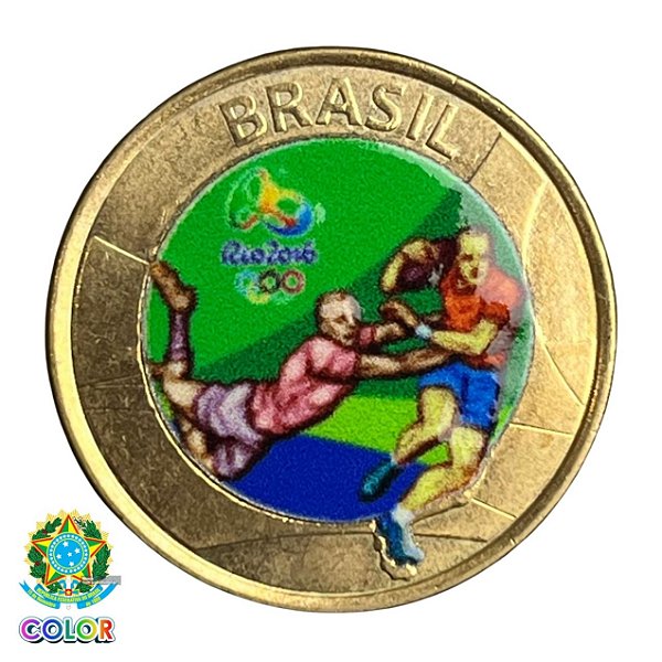 Colorida - Moeda 1 Real 2015 - Rugby - V-614 - Colorizada - Flor de Cunho