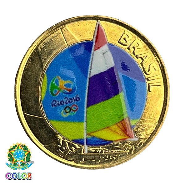 Colorida - Moeda 1 Real 2015 - Vela - V-612 - Colorizada - Flor de Cunho