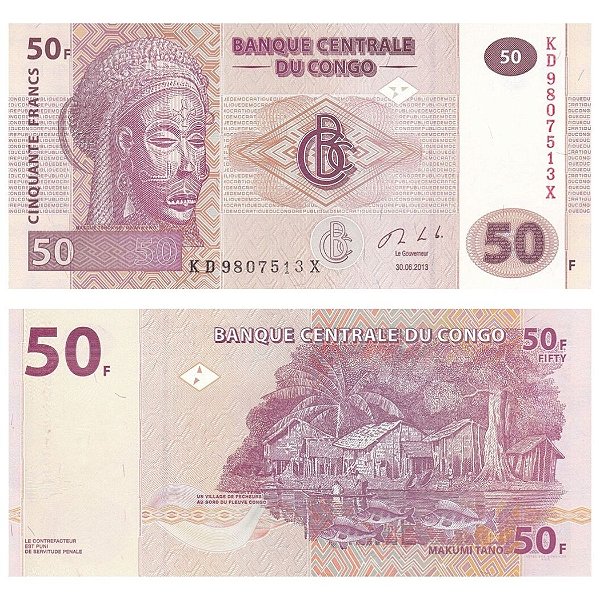 Congo - Cédula de 50 Francs 2013 - P-97Aa - FE