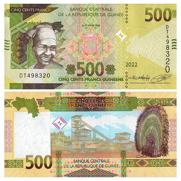 Guiné - Cédula de 500 Francs 2022 - P-52b - FE