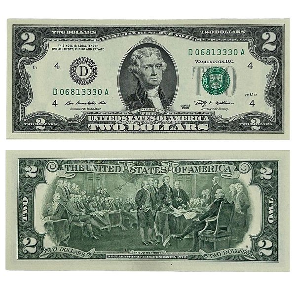 Estados Unidos - Cédula de 2 Dollars 2009 - P-530aD - Letra D (Cleveland) - FE