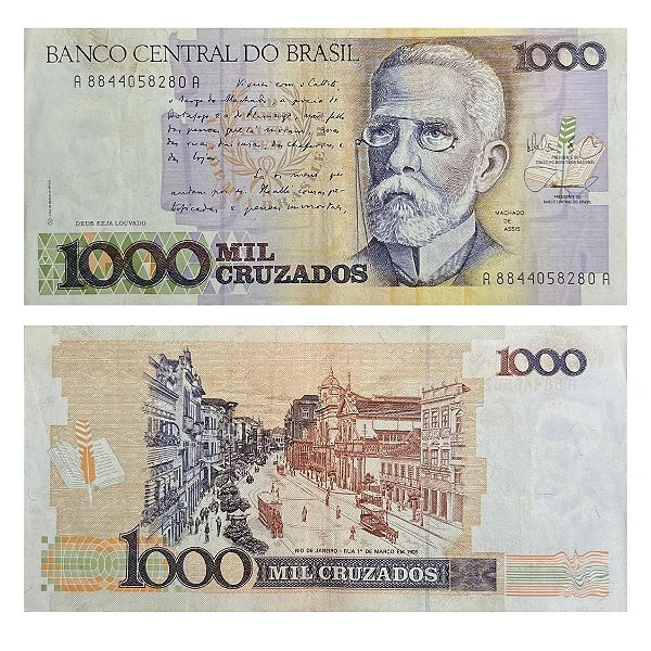Brasil - Cédula de 1000 Cruzados  1987 C-194 - Machado de Assis - MBC