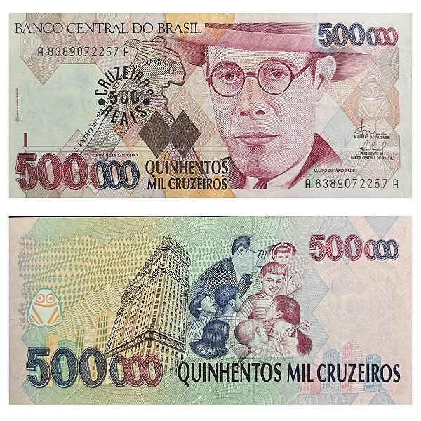 Brasil - Cédula de 500 Cruzeiros Reais 1993 C-236 - Mario de Andrade - Soberba