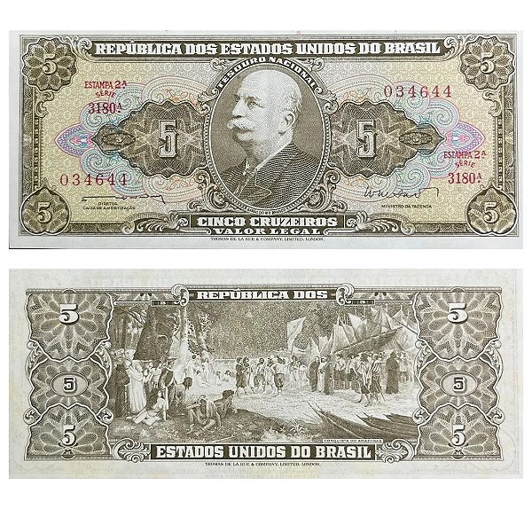 Brasil - Cédula de 5 Cruzeiros 1962 C-071 - 2ª Estampa - Série 3180 - Sob/Fe