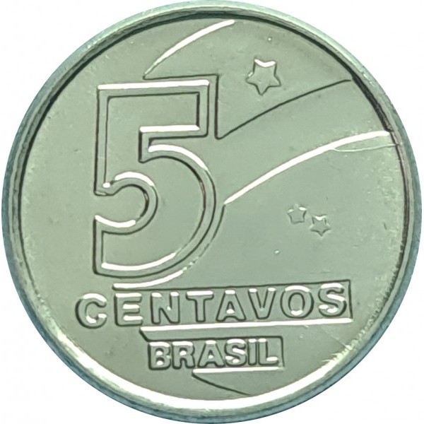Promoção - Moeda de 5 Centavos 1989 - V-406 - Pescador - Aço Inox - Flor de Cunho