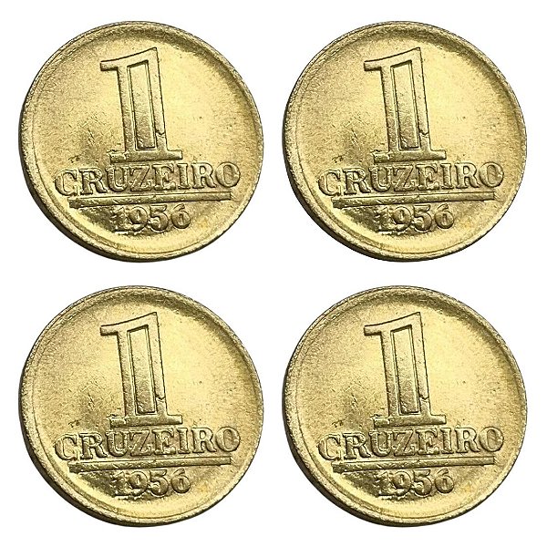 Promoção - 4 Moedas de 1 Cruzeiro 1956 - V-255 - Módulo Menor - Br.Al - Soberba