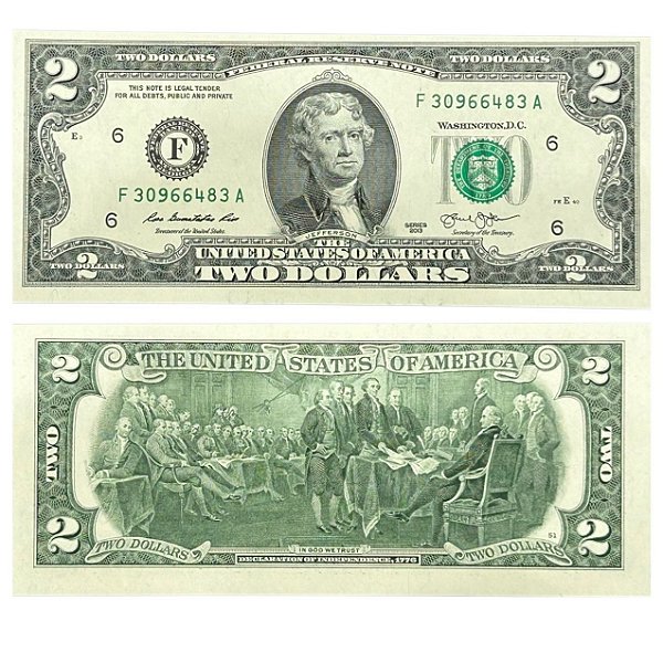 Estados Unidos - Cédula de 2 Dollars 2013 - P-538f - Letra F (Atlanta) - FE