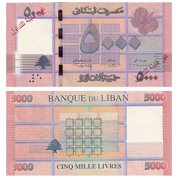 Libano - Cédula de 5000 Livres 2012 - P-91a - FE