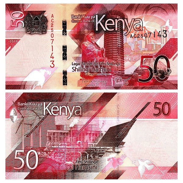 Quênia - Cédula de 50 Shillings 2019 - P-52a - FE