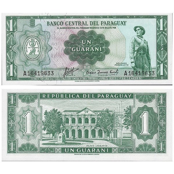 Paraguai - Cédula de 1 Guarani 1963 - P-193a - FE