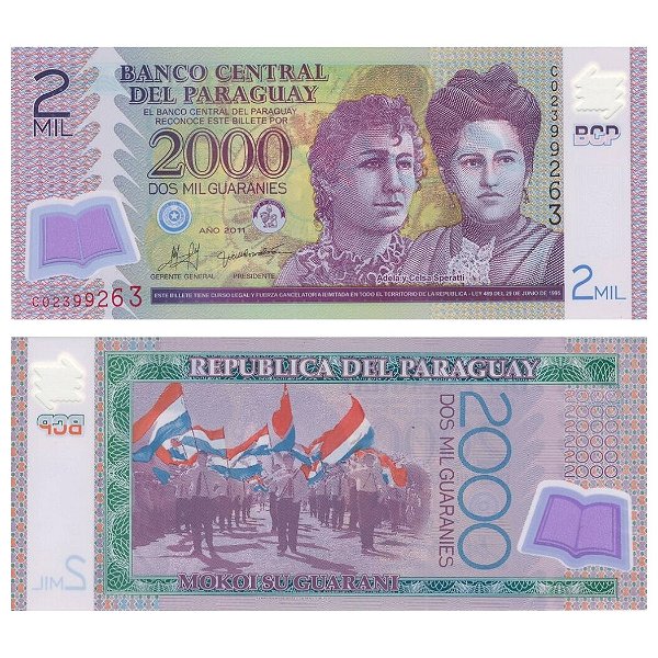 Paraguai - Cédula de 2000 Guaranis 2011 - P-228c - Polimero - FE
